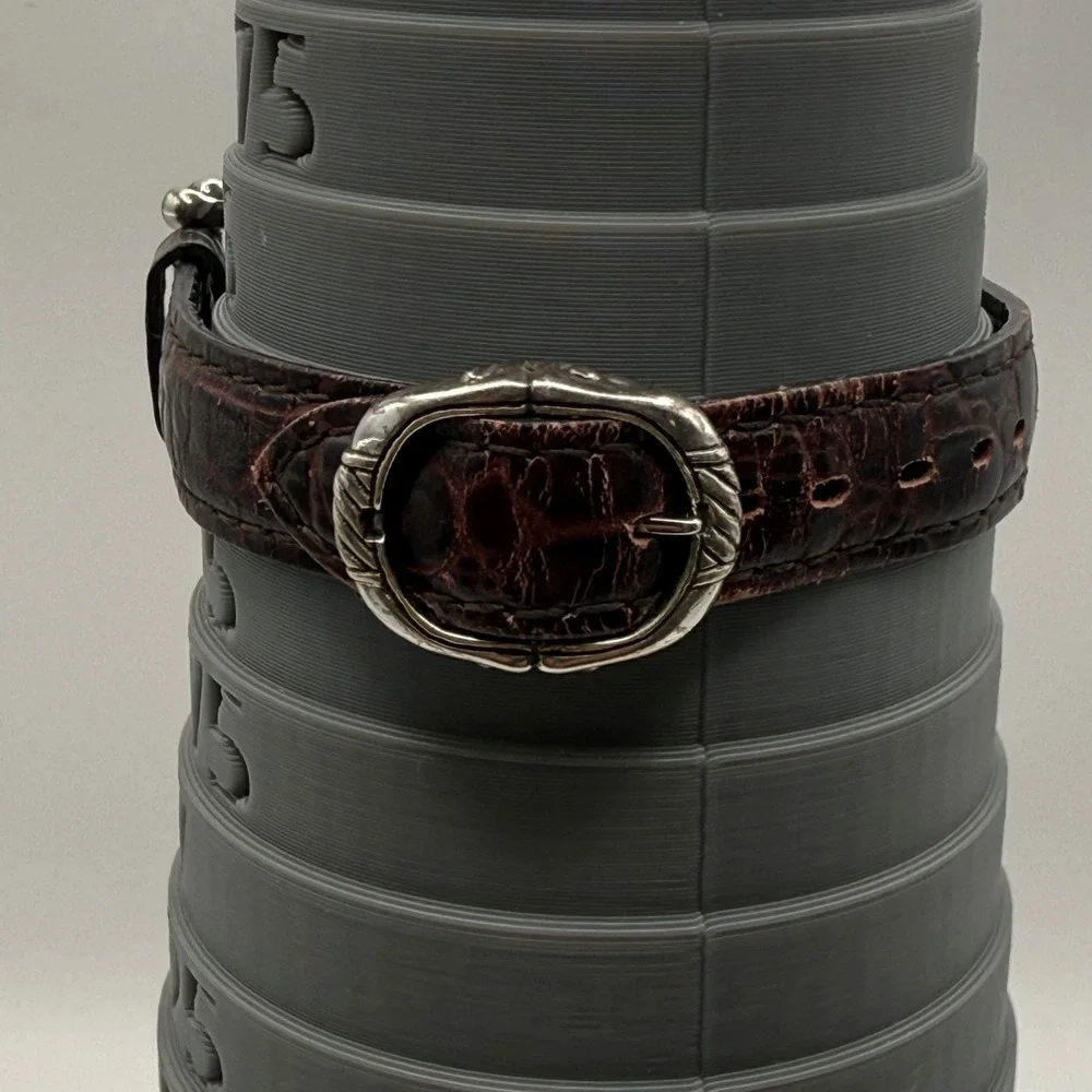 Brighton Shetland Women's Silver Tone Watch Brown Leather Band Japan Quartz